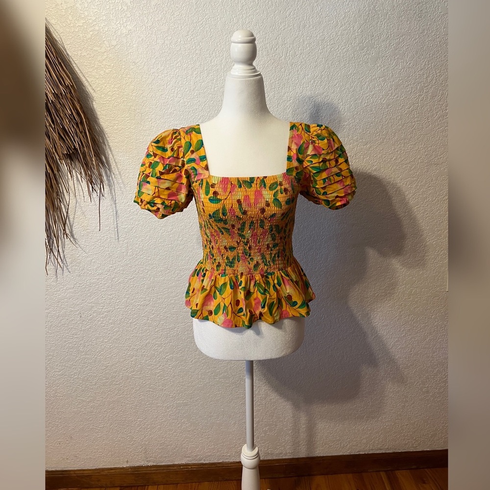Farm Rio capped sleeve top